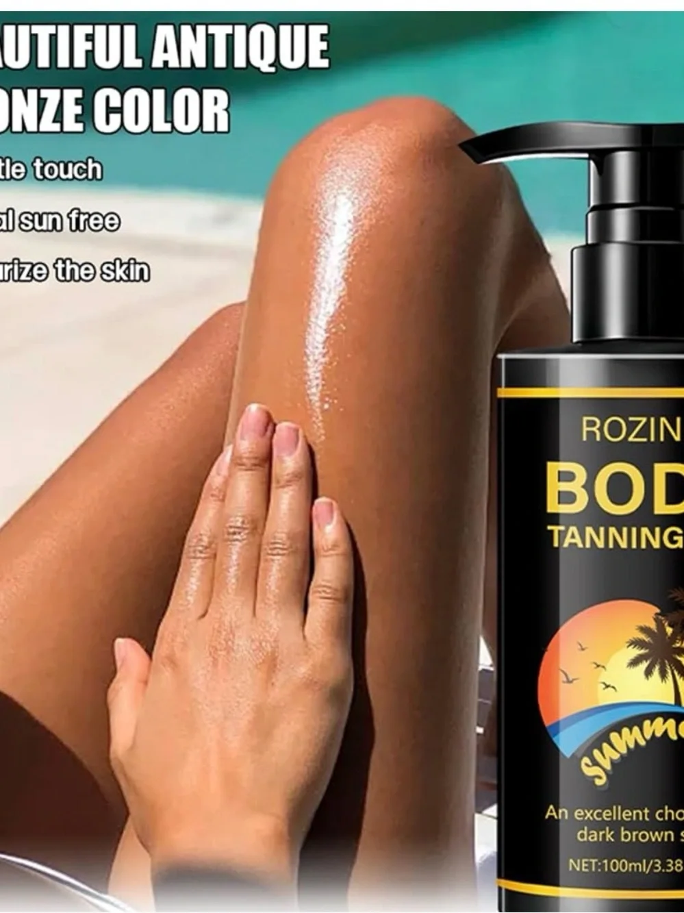 ROZINO Body Tanning Oil 3.381 fl oz SPF 0 for Body & Face